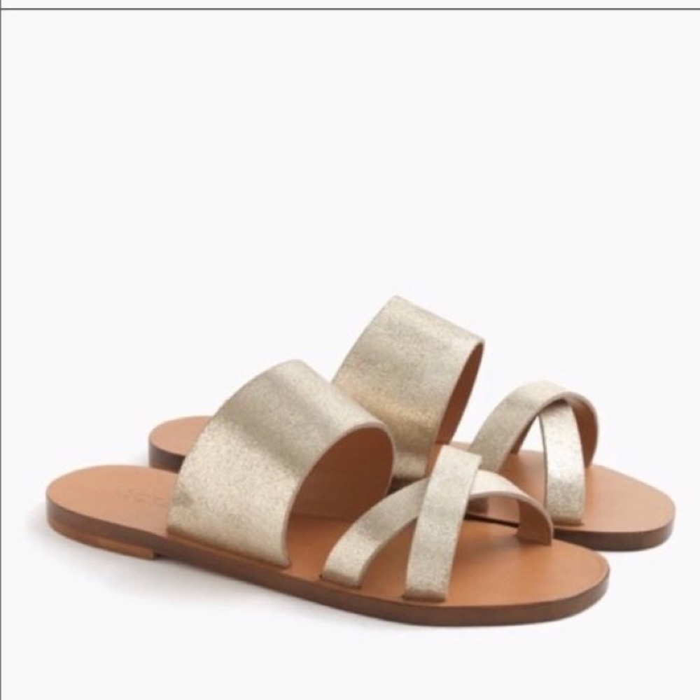 Gold J. Crew Bali leather slides